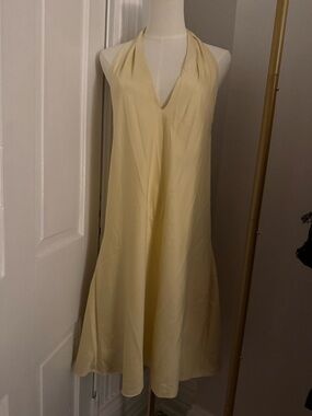 wild fable Pale Yellow Backless Halter Dress
